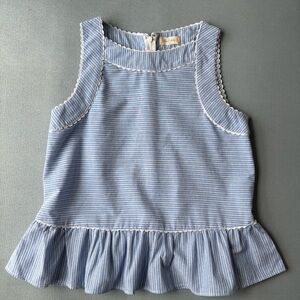 ALTAR'D STATE | Blue & White Striped Cottagecore Coquette Peplum Blouse | Size M